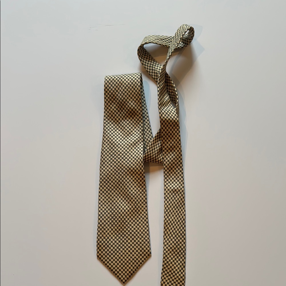 Vintage Yves Saint Laurent Gold Checkered Tie